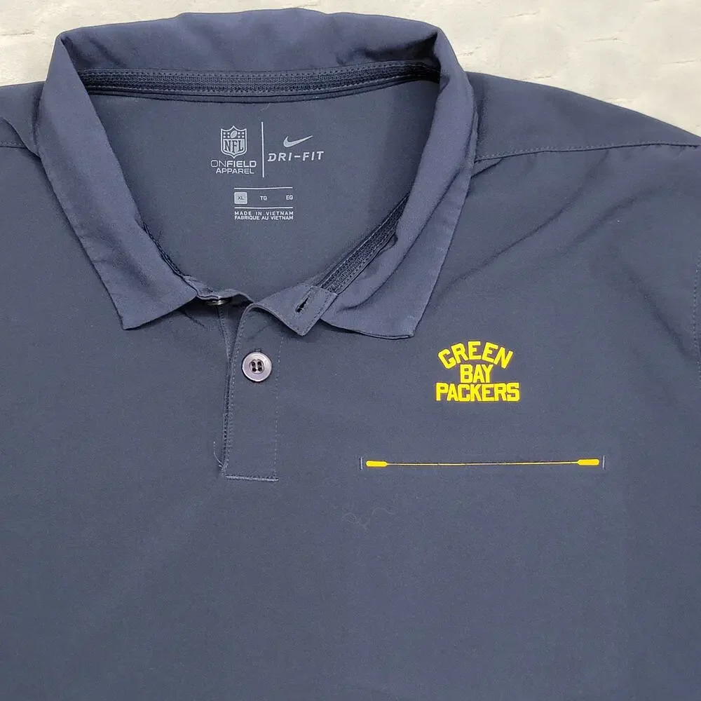 Nike NFL Green Bay Packers On-Field Dri-Fit Polo Shirt Men's XL Sideline Coach